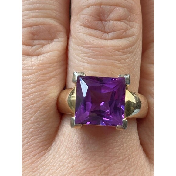 925 sterling silver 14k gold vermeil lab grown purple sapphire Ring